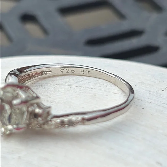 Natural Round ~1ct Prasiolite & Diamond Ring Sterling Silver Size 7.5 - Picture 10 of 14